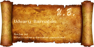 Udvary Barnabás névjegykártya